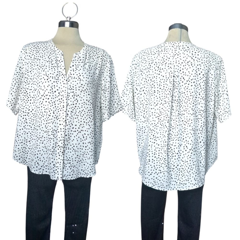 Jasmine and Juliana Tall White & Black Oversized Blouse Size L